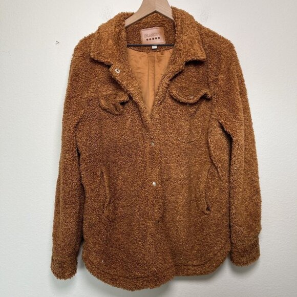Blank NYC Jackets & Blazers - Blank NYC Women Teddy Sherpa Jacket Medium Brown Cinnamon Stick Outdoor Cozy